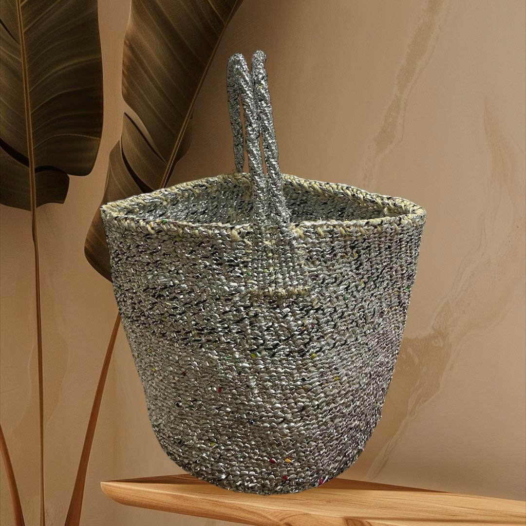 【美品】　RECTANGLE シルバーバッグ かごバッグ レクタングル 楽天市場】RECTANGLE【レクタングル】ビックトート【送料無料】【カゴ